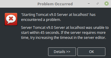 komunikat błędu uruchamiania tomcat'a